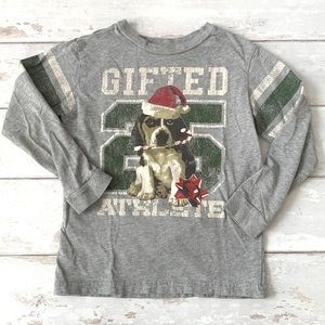 Boys 5T Christmas Dog Shirt Greendog Brand Gray Long Sleeves 100% Cotton Size 5
